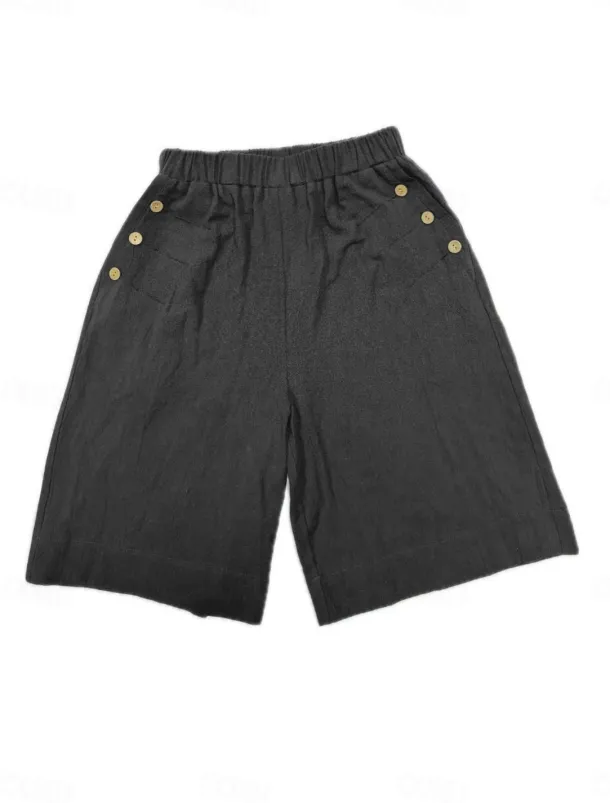 Women's Chinos Shorts Fashion Streetwear Basic Knee Length High Waist Plain Pocket Elastic Waistband Comfy Soft Comfortable Micro-elastic Outdoor Street Dark-Gray Navy Black White Summer Spring Loose