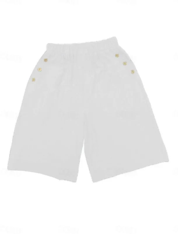 Women's Chinos Shorts Fashion Streetwear Basic Knee Length High Waist Plain Pocket Elastic Waistband Comfy Soft Comfortable Micro-elastic Outdoor Street Dark-Gray Navy Black White Summer Spring Loose