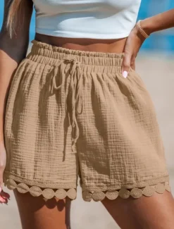 Women's Chinos Shorts Streetwear Ethnic Style Basic Short High Waist Plain Pocket Elastic Waistband Comfy Soft Comfortable Micro-elastic Outdoor Vacation Street Black White Pink Blue Summer Regular