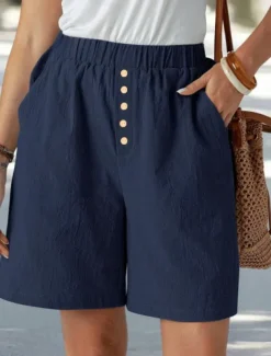 Women's Chinos Shorts Vacation Fashion Basic Short High Waist Plain Pocket Drawstring Comfort Outdoor Micro-elastic Vacation Street Daily Navy-blue Black Summer Spring Loose Fit