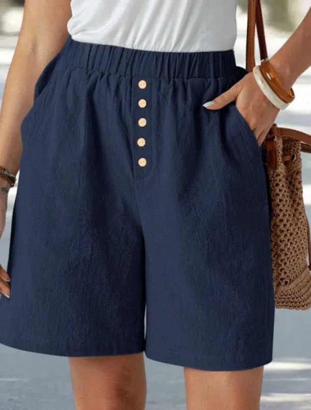 Women's Chinos Shorts Vacation Fashion Basic Short High Waist Plain Pocket Drawstring Comfort Outdoor Micro-elastic Vacation Street Daily Navy-blue Black Summer Spring Loose Fit