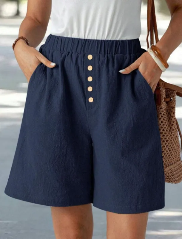 Women's Chinos Shorts Vacation Fashion Basic Short High Waist Plain Pocket Drawstring Comfort Outdoor Micro-elastic Vacation Street Daily Navy-blue Black Summer Spring Loose Fit