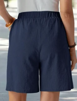 Women's Chinos Shorts Vacation Fashion Basic Short High Waist Plain Pocket Drawstring Comfort Outdoor Micro-elastic Vacation Street Daily Navy-blue Black Summer Spring Loose Fit