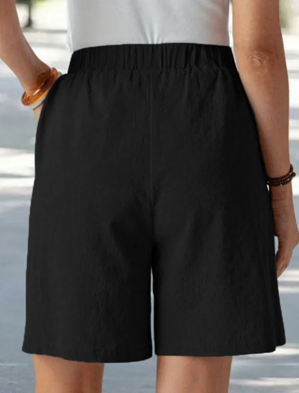Women's Chinos Shorts Vacation Fashion Basic Short High Waist Plain Pocket Drawstring Comfort Outdoor Micro-elastic Vacation Street Daily Navy-blue Black Summer Spring Loose Fit