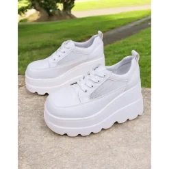 Women's Chunky Platform Sneakers – Lace-Up Wedge Shoes for Casual Wear, Street Fashion & Party Outfits