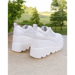 Women's Chunky Platform Sneakers – Lace-Up Wedge Shoes for Casual Wear, Street Fashion & Party Outfits