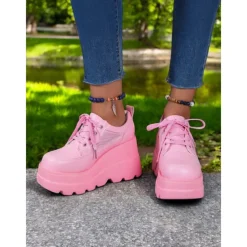 Women's Chunky Platform Sneakers – Lace-Up Wedge Shoes for Casual Wear, Street Fashion & Party Outfits