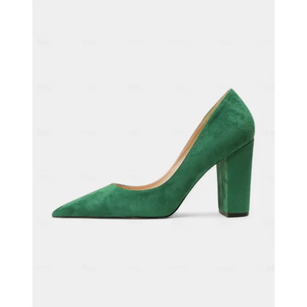 Women's Classic Suede Pointed Toe High Heels | Block Heel Pumps for Work & Parties