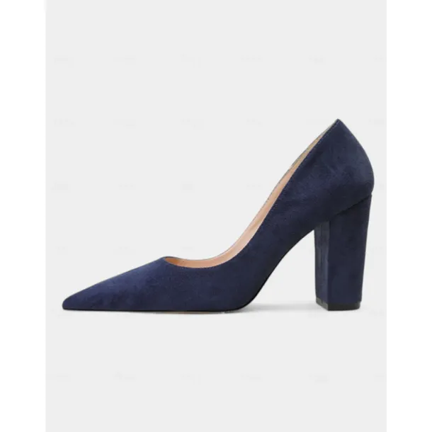 Women's Classic Suede Pointed Toe High Heels | Block Heel Pumps for Work & Parties