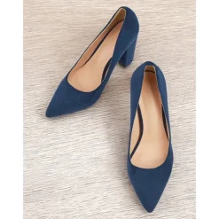 Women's Classic Suede Pointed Toe High Heels | Block Heel Pumps for Work & Parties