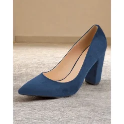 Women's Classic Suede Pointed Toe High Heels | Block Heel Pumps for Work & Parties