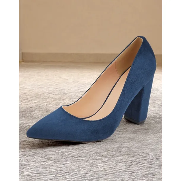 Women's Classic Suede Pointed Toe High Heels | Block Heel Pumps for Work & Parties