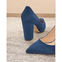 Women's Classic Suede Pointed Toe High Heels | Block Heel Pumps for Work & Parties