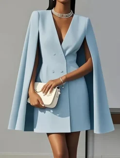 Women's Cloak / Capes Blazer Comfortable Patchwork Buttons Elegant Fashion Daily OL Style Plain School Formal Wedding Vacation Double Breasted Long V Neck Regular Fit Sleeveless Outerwear Black Pink