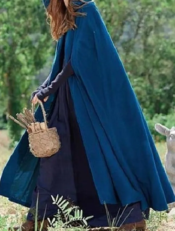 Women's Cloak / Capes Overcoat Long Pea Coat Windproof Warm Winter Coat Stylish Classic Style Casual Jacket 3/4 Length Sleeve Oversize Black Blue Army Green