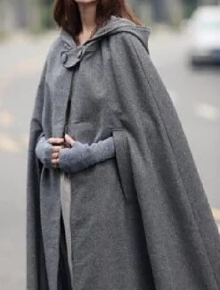 Women's Cloak / Capes Overcoat Long Pea Coat Windproof Warm Winter Coat Stylish Classic Style Casual Jacket 3/4 Length Sleeve Oversize Black Blue Army Green