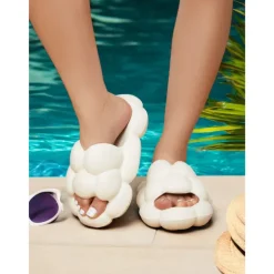 Women's Cloud Slides – Ultra-Soft Puffy Foam Slippers for Poolside, Beach, and Indoor Comfort