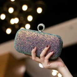 Women's Clutch Evening Bag Wristlet Clutch Bags PU Leather Party Bridal Shower Holiday Rhinestone Large Capacity Lightweight Durable Solid Color Small white Small black Small blue