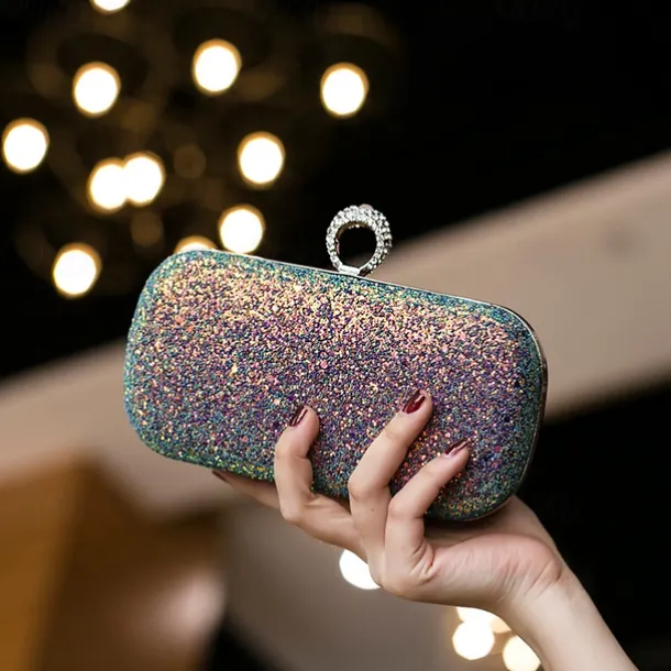 Women's Clutch Evening Bag Wristlet Clutch Bags PU Leather Party Bridal Shower Holiday Rhinestone Large Capacity Lightweight Durable Solid Color Small white Small black Small blue