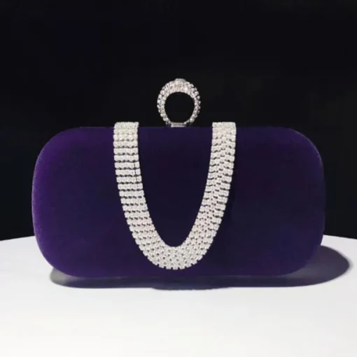 Women's Clutch Evening Bag Wristlet Clutch Bags Velvet Party Valentine's Day Bridal Shower Rhinestone Crystals Chain Large Capacity Lightweight Durable Solid Color Black Red Blue