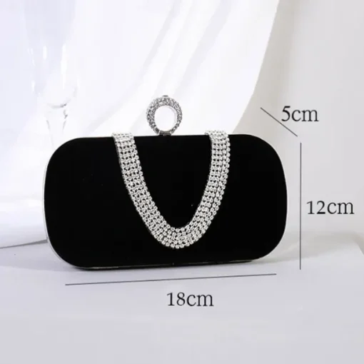 Women's Clutch Evening Bag Wristlet Clutch Bags Velvet Party Valentine's Day Bridal Shower Rhinestone Crystals Chain Large Capacity Lightweight Durable Solid Color Black Red Blue