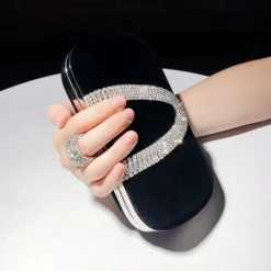 Women's Clutch Evening Bag Wristlet Clutch Bags Velvet Party Valentine's Day Bridal Shower Rhinestone Crystals Chain Large Capacity Lightweight Durable Solid Color Black Red Blue
