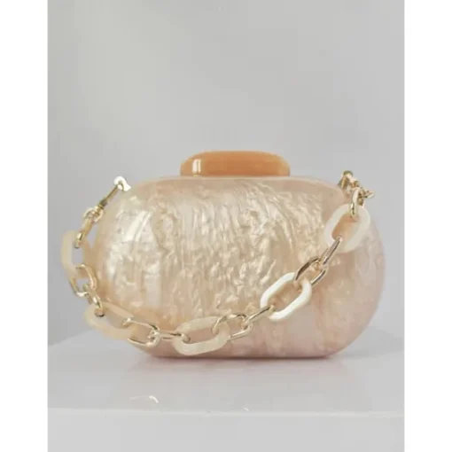 Women's Clutch Evening Bag Shoulder Bags Acrylic Party Wedding Party Chain Multi Carry Solid Color Almond Black White
