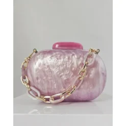 Women's Clutch Evening Bag Shoulder Bags Acrylic Party Wedding Party Chain Multi Carry Solid Color Almond Black White