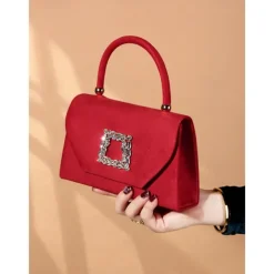 Women's Clutch Evening Bag Shoulder Bags Polyester Party Wedding Party Buckle Chain Large Capacity Multi Carry Solid Color Almond Black Red