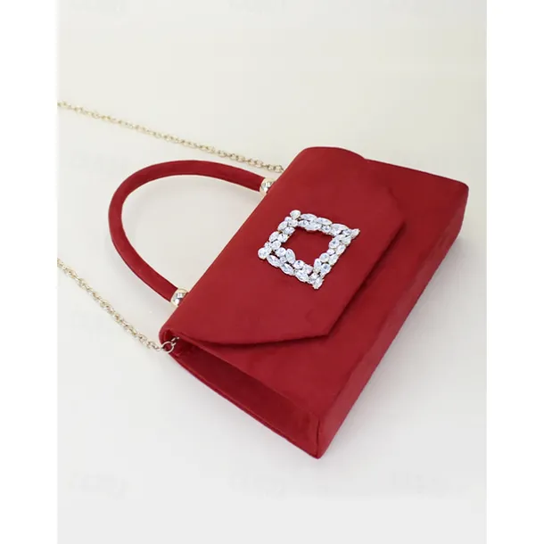 Women's Clutch Evening Bag Shoulder Bags Polyester Party Wedding Party Buckle Chain Large Capacity Multi Carry Solid Color Almond Black Red