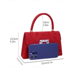 Women's Clutch Evening Bag Shoulder Bags Polyester Party Wedding Party Buckle Chain Large Capacity Multi Carry Solid Color Almond Black Red