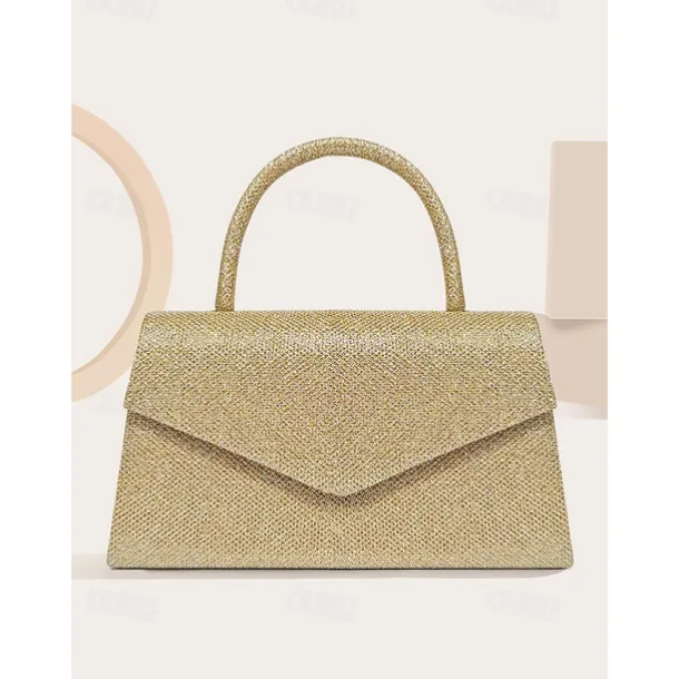 Women's Clutch Evening Bag Shoulder Bags Flap Bag Polyester Party Wedding Party Chain Large Capacity Multi Carry Solid Color Silver Black Champagne