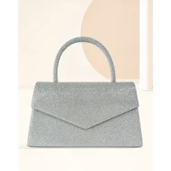 Women's Clutch Evening Bag Shoulder Bags Flap Bag Polyester Party Wedding Party Chain Large Capacity Multi Carry Solid Color Silver Black Champagne