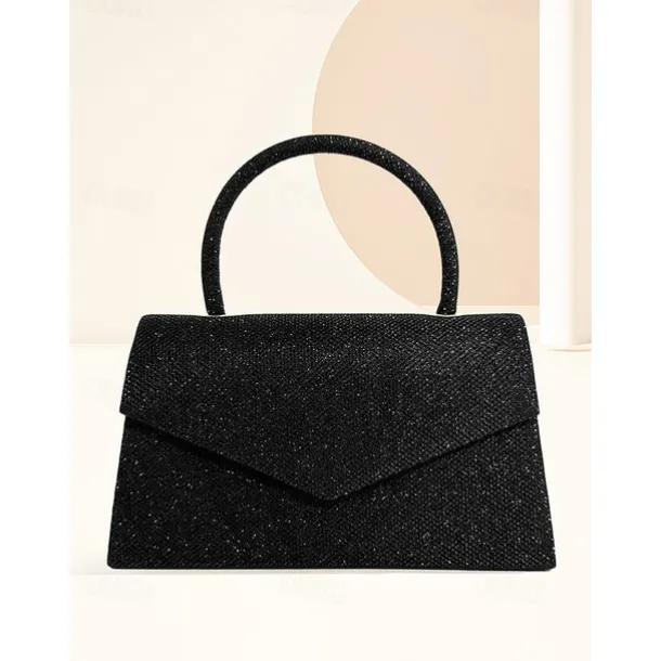 Women's Clutch Evening Bag Shoulder Bags Flap Bag Polyester Party Wedding Party Chain Large Capacity Multi Carry Solid Color Silver Black Champagne