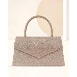 Women's Clutch Evening Bag Shoulder Bags Flap Bag Polyester Party Wedding Party Chain Large Capacity Multi Carry Solid Color Silver Black Champagne