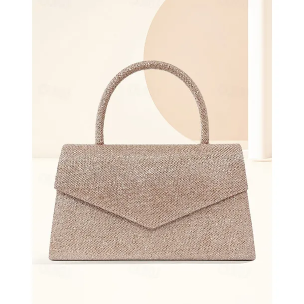 Women's Clutch Evening Bag Shoulder Bags Flap Bag Polyester Party Wedding Party Chain Large Capacity Multi Carry Solid Color Silver Black Champagne