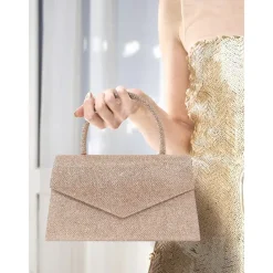 Women's Clutch Evening Bag Shoulder Bags Flap Bag Polyester Party Wedding Party Chain Large Capacity Multi Carry Solid Color Silver Black Champagne