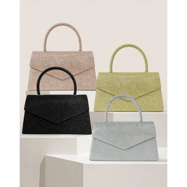 Women's Clutch Evening Bag Shoulder Bags Flap Bag Polyester Party Wedding Party Chain Large Capacity Multi Carry Solid Color Silver Black Champagne