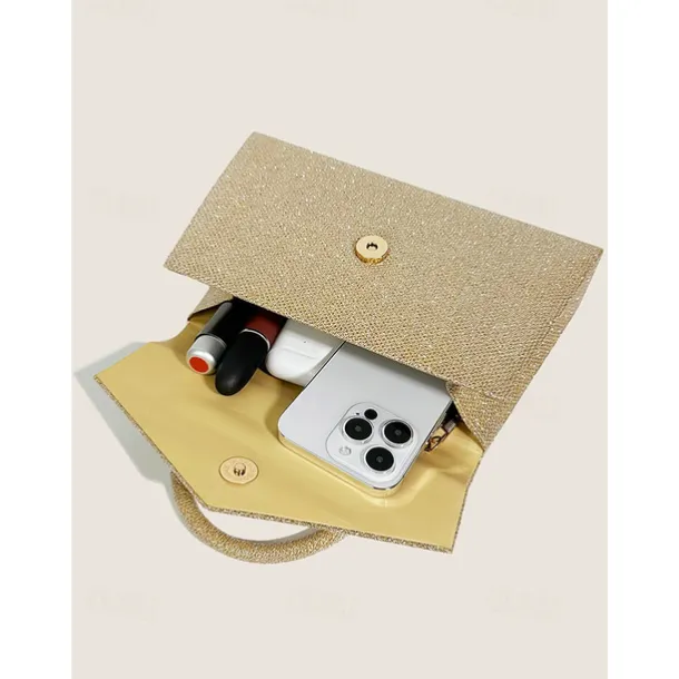 Women's Clutch Evening Bag Shoulder Bags Flap Bag Polyester Party Wedding Party Chain Large Capacity Multi Carry Solid Color Silver Black Champagne