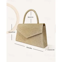 Women's Clutch Evening Bag Shoulder Bags Flap Bag Polyester Party Wedding Party Chain Large Capacity Multi Carry Solid Color Silver Black Champagne