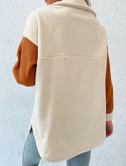 Women's Coat Outdoor Street Daily Wear Fall Winter Regular Coat Regular Fit Thermal Warm Breathable Stylish Casual Jacket Long Sleeve Plain with Pockets Apricot