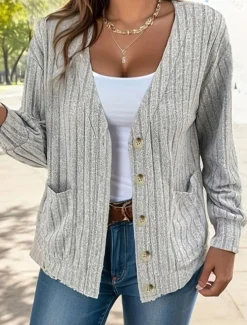 Women's Coat Outdoor Street Daily Wear Fall Winter Short Coat Regular Fit Thermal Warm Breathable Stylish Casual Jacket Long Sleeve Plain with Pockets Black Green Gray