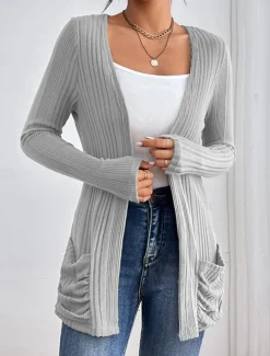 Women's Coat Outdoor Street Daily Wear Fall Winter Regular Coat Regular Fit Thermal Warm Breathable Stylish Casual Jacket Long Sleeve Plain with Pockets Black Pink Green