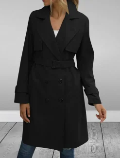 Women's Coat Outdoor Street Daily Wear Fall Winter Regular Coat Regular Fit Thermal Warm Breathable Stylish Casual Jacket Long Sleeve Plain with Pockets Black Army Green Red