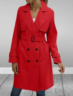 Women's Coat Outdoor Street Daily Wear Fall Winter Regular Coat Regular Fit Thermal Warm Breathable Stylish Casual Jacket Long Sleeve Plain with Pockets Black Army Green Red