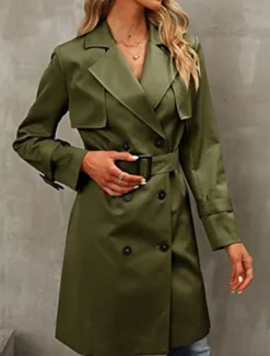 Women's Coat Outdoor Street Daily Wear Fall Winter Regular Coat Regular Fit Thermal Warm Breathable Stylish Casual Jacket Long Sleeve Plain with Pockets Black Army Green Red