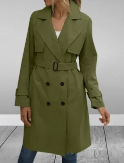 Women's Coat Outdoor Street Daily Wear Fall Winter Regular Coat Regular Fit Thermal Warm Breathable Stylish Casual Jacket Long Sleeve Plain with Pockets Black Army Green Red