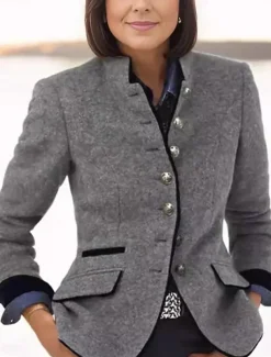 Women's Coat Outdoor with Pockets Plain Comfortable Stylish Regular Fit Outerwear Long Sleeve Fall khaki S