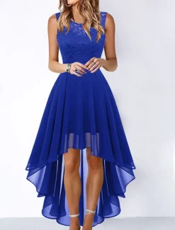 Women's Cocktail Party Dress Lace Dress Swing Dress Long Dress Maxi Dress Black Pink Wine Sleeveless Pure Color Lace Fall Spring Summer Crew Neck Fashion 2023 S M L XL XXL 3XL