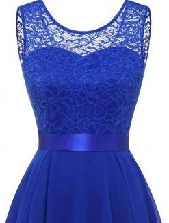 Women's Cocktail Party Dress Lace Dress Swing Dress Long Dress Maxi Dress Black Pink Wine Sleeveless Pure Color Lace Fall Spring Summer Crew Neck Fashion 2023 S M L XL XXL 3XL